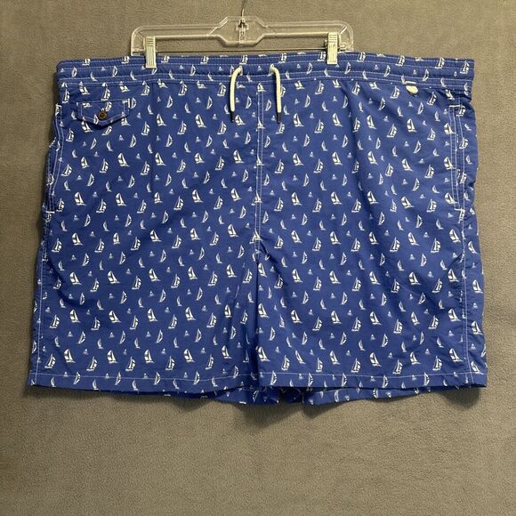 Polo Ralph Lauren Swim Shorts Sailboat Print Mesh Lined Drawstring Mens 3XB Blue - Picture 1 of 11
